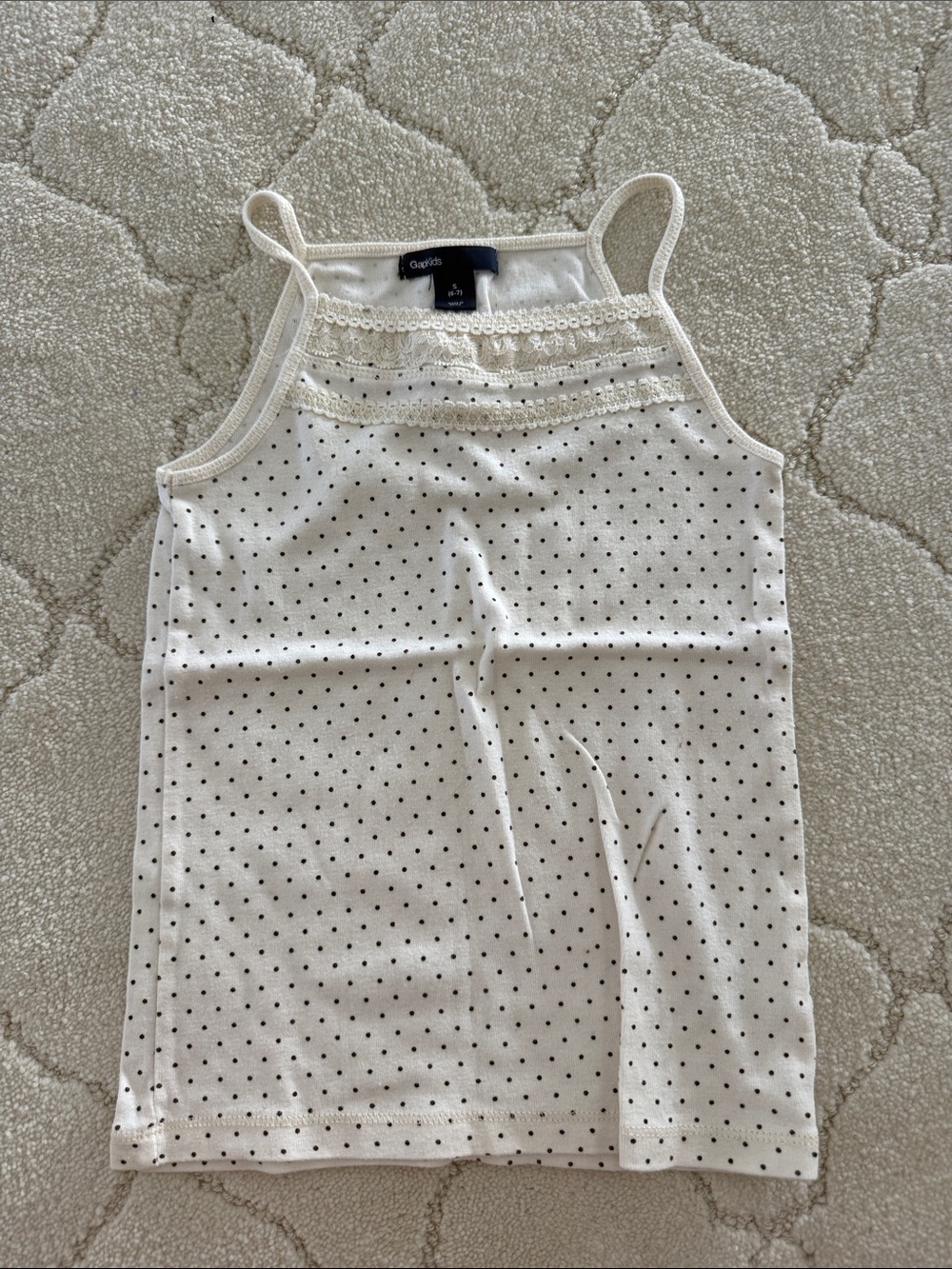 GAP Cream Polka Dot Lace-Trim Camisole